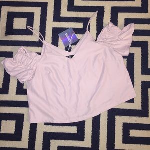SOLD! Missguided Light Pink Off The Shoulder Top